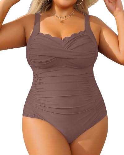 Image of Aqua Eve Womens Plus Size One Piece Swimsuit- Tummy Control Bathing Suit Full Coverage Swimwear