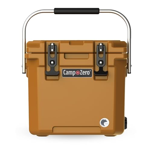 CAMP-ZERO 12L-12.6 Quart Portable Hard Cooler Ice Chest, Perfect for Drinks, Lunch, Beach, Picnics, Boating, Camping and Travel with 2 Molded-in Cup Holders and Folding Aluminum Handle