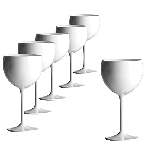 Doimoflair Ballonglas Weinglas aus Kunststoff Weinbecher Plastik Rotweinglas Weiß 40 cl. Set 6 Stück Cover