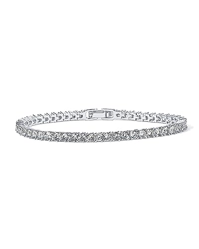PAVOI Cubic Zirconia Classic Tennis Bracelet for Women, 7' White Gold