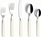 Ourplpme Besteck Set 4 Personen, 20 teiliges Edelstahl Besteckset, Gelbes Essbesteck Set mit Gabeln, Messer und Löffel, Poliert Essbesteck für Haus/Party/Restaurant, Spülmaschinenfest