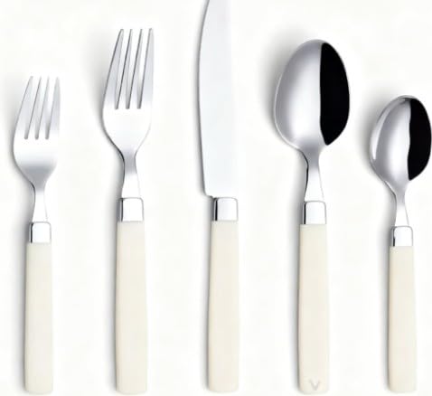 Ourplpme Besteck Set 6 Personen, 30-teiliges Edelstahl Besteckset, Gelbes Essbesteck Set mit Gabeln, Messer und Löffel, Poliert Essbesteck für Haus/Party/Restaurant, Spülmaschinenfest