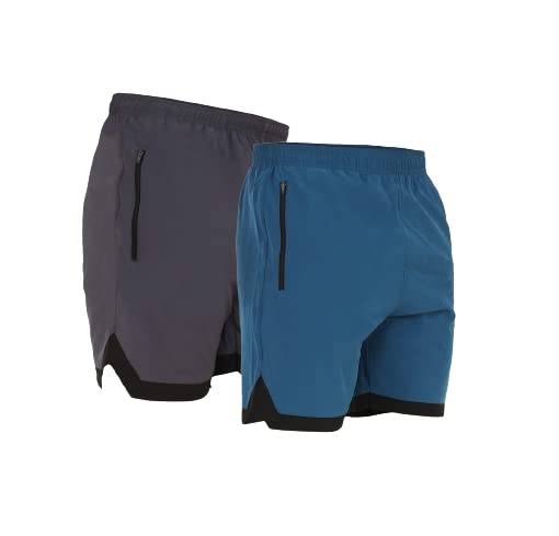 never lose Men’s Polyester Gym Shorts with Zipper Pockets | Lightweight, Breathable Sports Shorts for Running, Training & Fitness|Activewear Men’s Shorts for Yoga & Football (Medium, Grey/T-Blue)-picture-30
