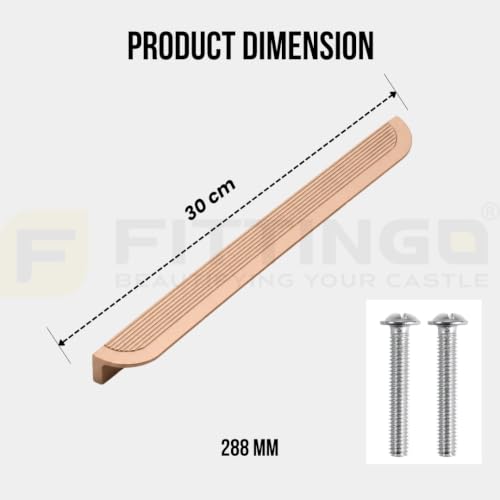 Image of VEZEL Aluminium Wardrobe Handle - Modern Cabinet Pull for Wardrobe, Drawer & Furniture, PVD Rose Gold, 288mm - Pack of 1 -| 3 Years Warranty |