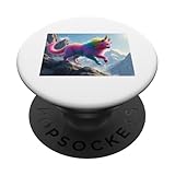 Zouwu, gato mítico de la mitología china con tapa de arco iris PopSockets PopGrip Adhesivo