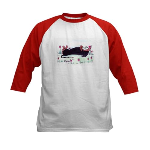 CafePress Dachshund Enjoying Flowers Kids Baseball Jersey Kids Cotton Baseball Jersey, 3/4 Raglan Sleeve Shirt