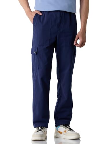Image of Amazon Brand - Symbol Men Relaxed Fit Cargo Trouser (Semi Elasticated Waistband | 100% Cotton | Pants)