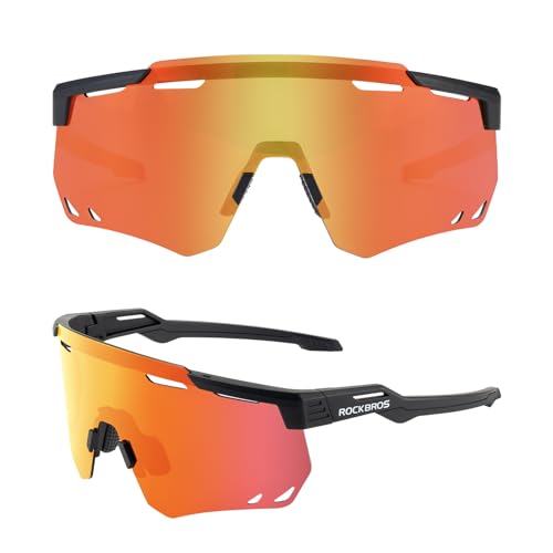Image of ROCKBROS Polarized Cycling Glasses, Sports Sunglasses for Men Woman, UV Protection Biking Sunglasses for Running Fishing Driving