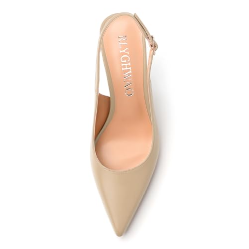 Womens Fashion Pumps with Slingback Buckle, Pointed Toe High Heels, Solid Matte Shoes for Women 3.3 inch3