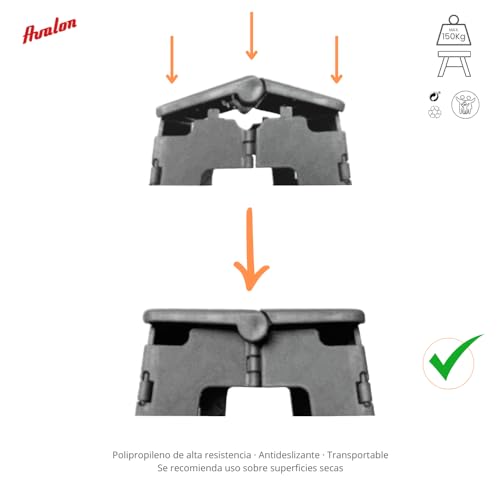 Miniatura 6 de Avalon - Taburete Plegable Multiusos Avalon Fabricado En Pvc Resistente. Escalera 1 Peldaño O Escalera Plegable Para Su Uso Como Taburete Plegable De Cocina. Este Taburete Bajo Mide 27 X 33 X 26,5 Cm