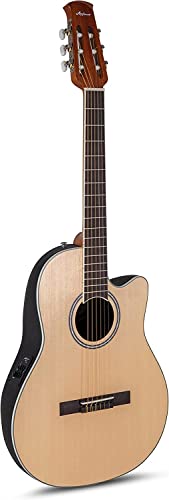 Applause Guitare Classique Nylon Électro-Acoustique - Traditionnelle AB24C Mid Cutaway Nylon - Corps Roundback Lyrachord profondeur moyenne - Table en...