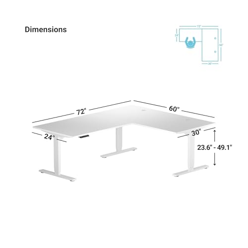 Image of Progressive Desk 72 inchx60 inch L Shaped, Height Adjustable, Corner Standing Desk