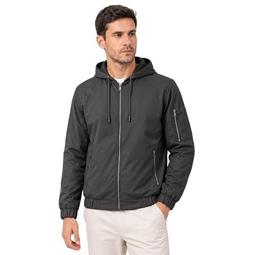 Image of Men's Water-Resistant Full Sleeve Jacket for Light Rain - Zipper Closure, Inside Pocket - Ideal for Bikers & Outdoor Activities