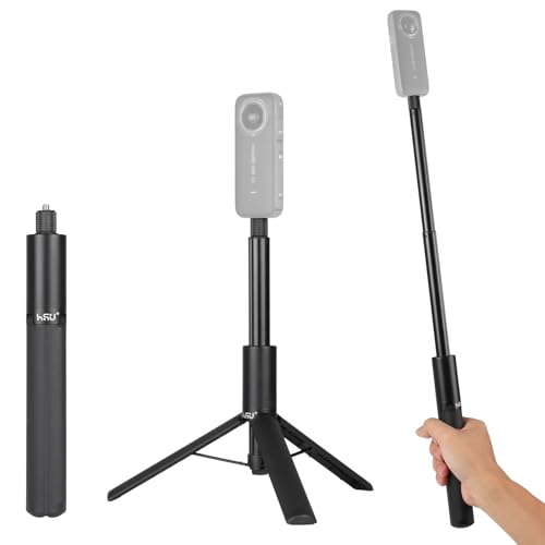 HSU 48”/122cm Invisible Selfie Stick + Tripod for Insta360 | Extension Monopod Pole for Insta360 X5, X4, X3, X2, X, Insta 360 ONE R, ONE RS, GO 2, GO 