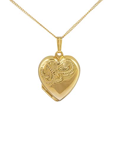 Halskette mit Herz-Medaillon-Anhänger, 9 Karat (375) Gold, Valentinstag, Geschenk für Ihre Freundin und Ehefrau Cover