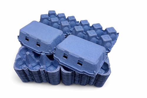 HAPPY CHICKENS 100 NEW 1/2 DOZEN 'FLAT TOP' CARDBOARD EGG BOXES IN BLUE