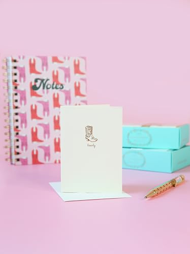 Image of Graphique Cowgirl Boots Cards, Pack of 10 Cards with Envelopes, All Occasion Greetings, Blank Inside, Gold Foil Embossing, La Petite Press Collection Boxed Set, 3.25 inch x 4.75 inch