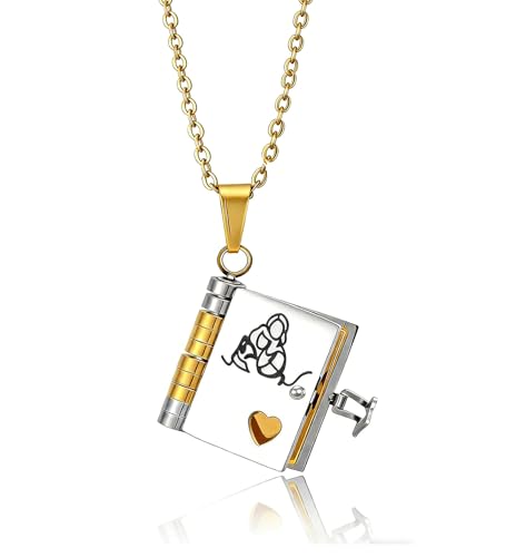 SONGKISSZQ Book Necklace for Granddaughter-The Most Beautiful Chapter Book Necklace with 6 Pages Personalized Granddaughters Necklaces Gift Granddaughter Gifts from Grandma