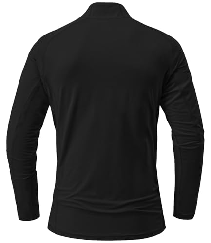 BGOWATU Men's Quarter Zip Pullover Long Sleeve Polo Shirts UPF 50 Quick Dry Golf Shirt3