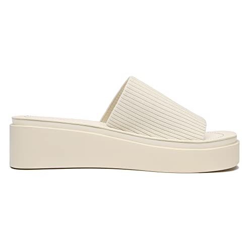 Athlefit Women's Slip On Platform Sandals Comfortable Open Toe Flatform Chunky Beige Sandals Size 8 #TOP2