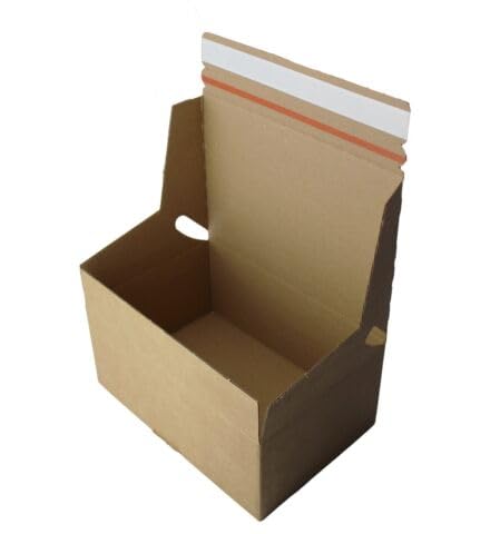 20x Cardboard Ecommerce Crash Lock Boxes with Peel & Seal Adhesive Strip (222mm x 150mm x 88mm) Quick & Easy Assembly. Strong Cardboard Postal Box Mailers for Packing & Shipping - 20 Boxes
