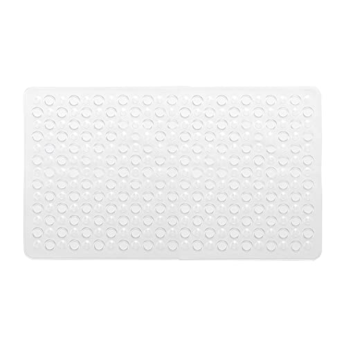 Gedy G-Maim - Alfombrilla Antideslizante con ventosas, Medidas: 60 x 38 cm, Alfombrilla de baño de Resina, Acabado Transparente, diseño R&S, 100% Fabricada en Italia, Alfombra Lavable en Lavadora,