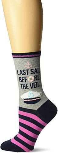 Hot Sox Women's Wedding Bliss Novelty Casual Crew, Last Sail Before The veil (Pink), Shoe Size: 4-10 (Sock Size: 9-11)