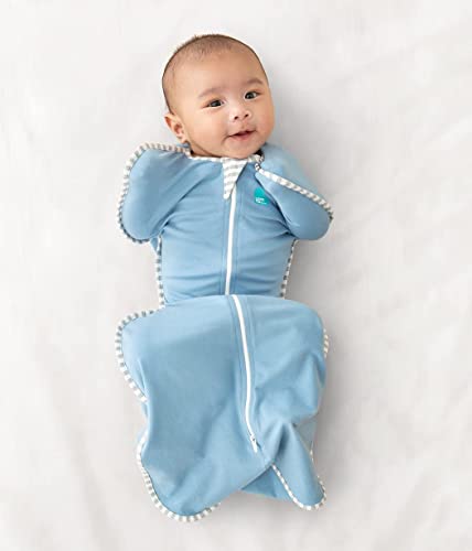 Love To Dream Swaddle UP 1.0 TOG, Dusty Blue, Newborn, 5-8.5 lbs., Dramatically Better Sleep, Allow Baby to Sleep in Their Preferred arms up Position for self-Soothing, snug fit Calms Startle Reflex
