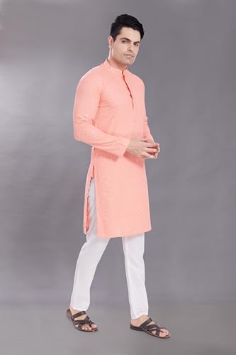 Image of DIVISIVE Men's Sequince Embroidered Cotton Blend Only Slim Fit Kurta