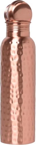 Reise-Wasserflasche aus 100% reinem Kupfer geschmiedet, aus einem Stück, mit ayurvedischen Gesundheits-Vorteilen.