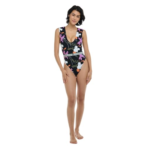 Body Glove Women's Standard Ezry V-Neck One Piece Swimsuit with Belted Detail2
