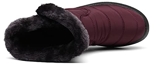 Hsyooes Womens Warm Fur Lined Winter Snow Boots Waterproof Ankle Boots Outdoor Booties Comfortable Shoes for Women
