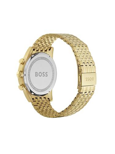 BOSS Montre Chronographe à Quartz pour homme Collection Navigator avec Bracelet milanais en acier inoxydable ou en cuir