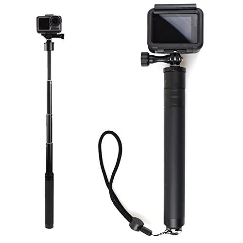 Extendable Aluminum Selfie Stick Monopod for Action Camera, EaxanPic Handheld Telescoping Monopod Hand Grip for GoPro Max/10/9/8/7/6/5/4/3+,DJI OSMO,Insta 360 One R (Hand Grip - Simple Version)