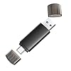 Unidad flash USB C de 128 GB, unidad flash USB 3.0 dual tipo C + USB A portátil tipo C, unidad flash USB tipo C 2 en 1 para teléfono inteligente, tableta, computadora, Mac, iPhone 15, negro