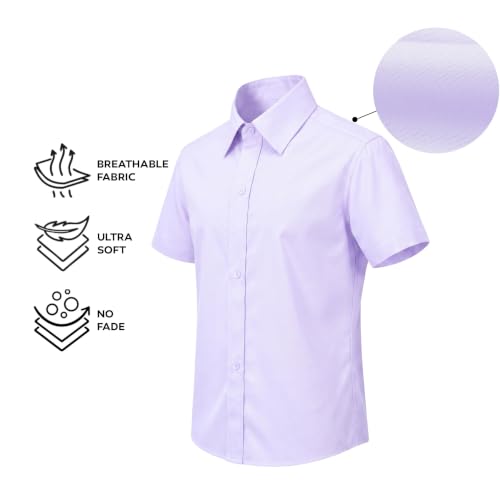 Image of Lilax Boys Classic Short Sleeve Button Down Casual Solid Dress Shirt
