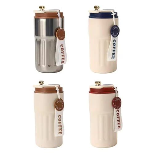 Image of SKDBPM Personalized Stainless Steel Tumbler with Handle, 500ml Capacity, Black Insulated Travel Mug with Straw, Custom Name Design (Coffee Custom RED)