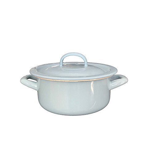 Münder Email  Olla con tapa  Azul crema (16 cm)