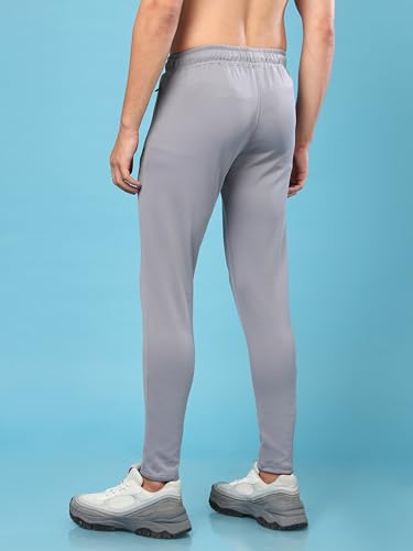 Image of TECHNOSPORT Men's Slim Fit Track Pants with Zip Pockets, ELASTO Plus Quick Dry Stretchable Lightweight Lower for Gym Running Yoga and Sports