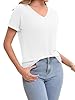 AirMood Women Loose Fit Short Sleeve Tshirts Casual Basic V Neck Summer Tops (White,XL) #2