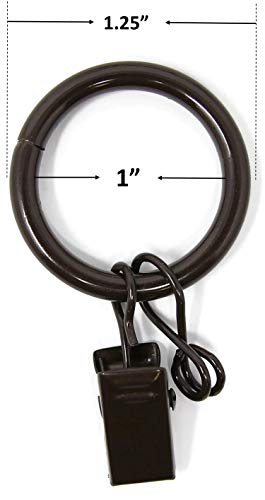 Urbanest Solid Metal Window Drapery Curtain Panel Ring With Eyelet, 1" Inner Diameter, Fits Up To 3/4" Rod - Set Of 40, Oil-Rubbed Bronze/Orb #TOP2