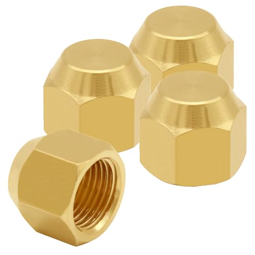 Uenede 4PCS Brass 3/8 Flare Female Cap, 3/8