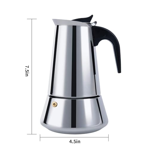 Image of VINSU Stainless Steel Espresso Coffee Maker /Percolator Coffee Moka Pot Maker, Stovetop Espresso Maker Percolator Italian Coffee Maker, Classic Cafe Maker - (Silver)