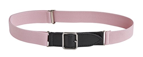 Sportoli Kids Elastic Adjustable Leather Front Stretch Belt Hook n Loop Closure - Pink