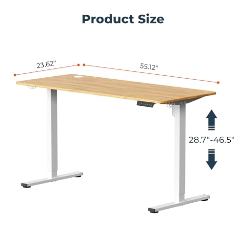 Image of Adjustable Stand Up Desk with Memory Preset, 55 x 24 Inch Standing Desks Electric Desk for Home Office with Splice Board (Maple)