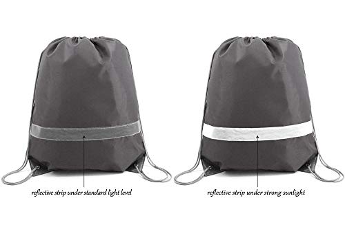 Image of BeeGreen 20-Piece Grey Drawstring Backpacks, Reflective Cinch Sacks, DIY Blank Drawstring Bags for Women and Men, 16.5 inch L x 13.4 inch W