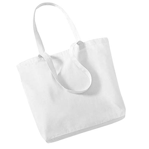Image of Westford Mill Organic Cotton Shopper Bag - 16 Litres (Pack of 2) (One Size) (White)