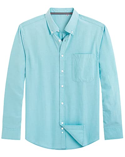 Image of J.VER Men's Oxford Shirt Solid Casual Button Down Collar Shirts Long Sleeve Dress Shirts with Pocket