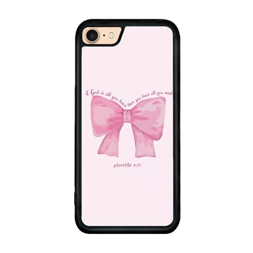 qizjio Pink Bow Phone Case Shockproof Protective Jesus Christian God Phone Cases for iPhone 7/8/SE