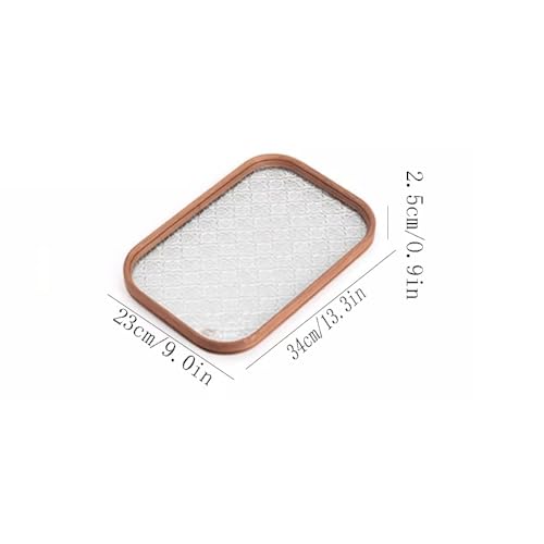 Bandeja para fruta Dim Sum de bambú rectangular con vidrio para té de la tarde 3